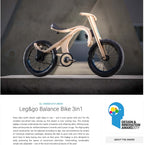 leg&go Balance Bike 3in1 displayed on a modern pedestal showcasing its innovative design and features.
