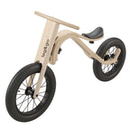 leg&go Balance Bike 3in1 transformable wooden balance bike for kids with black wheels and ergonomic design.