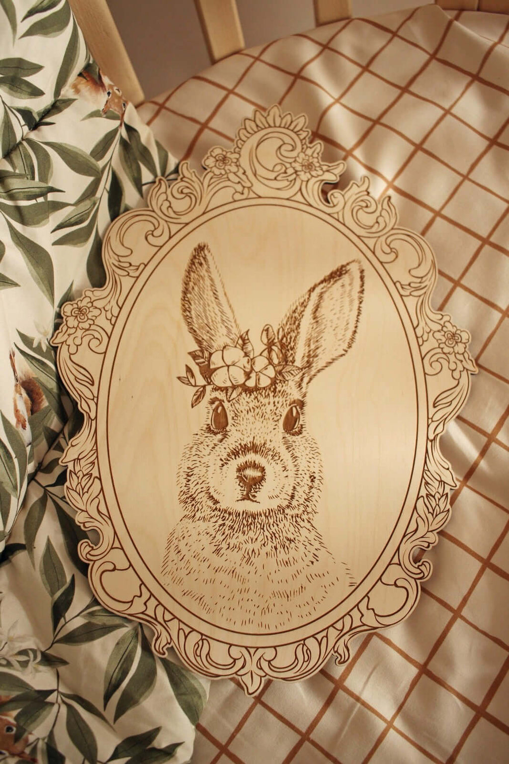 Set of 4 Engraved Forest Animals Pictures with Retro Frame