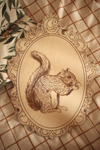 Set of 4 Engraved Forest Animals Pictures with Retro Frame
