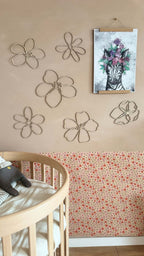 Set of 6 Wooden Flowers Wall Decoration - Wildflowers