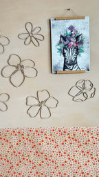 Set of 6 Wooden Flowers Wall Decoration - Wildflowers