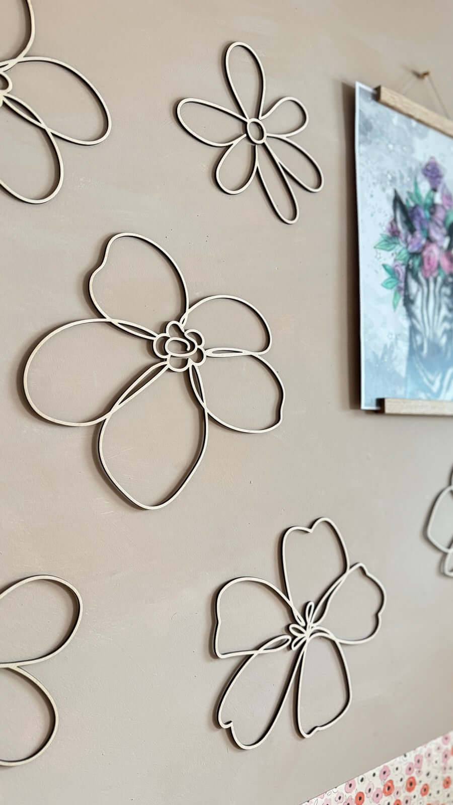 Set of 6 Wooden Flowers Wall Decoration - Wildflowers