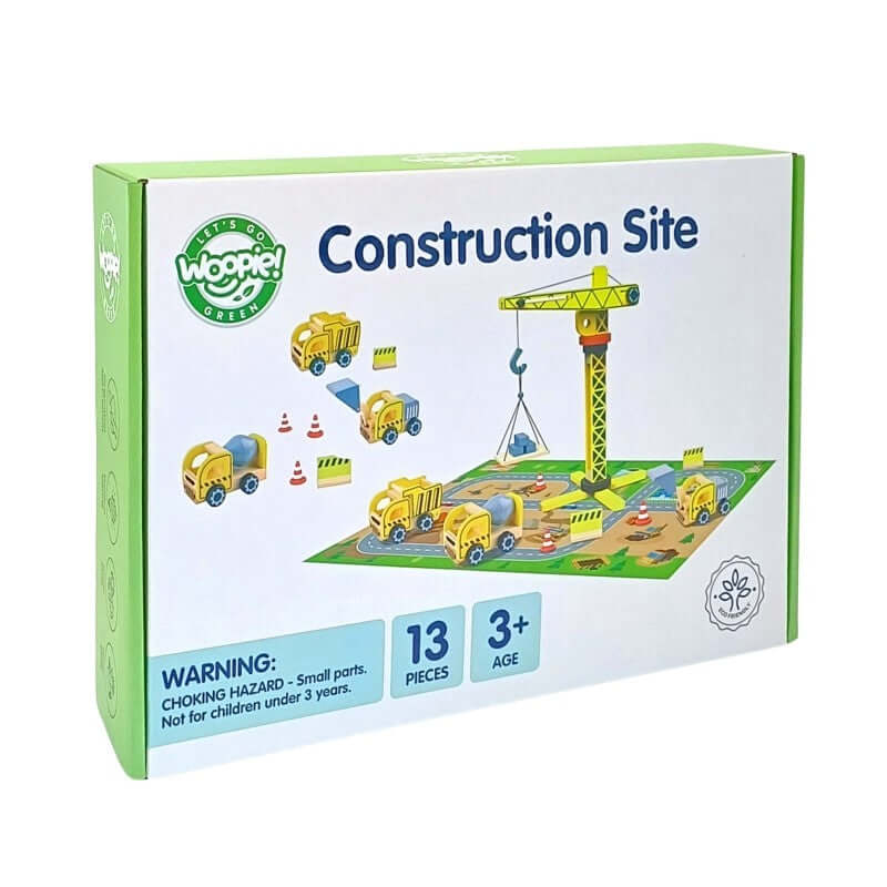 Wooden Construction Site With Vehicles