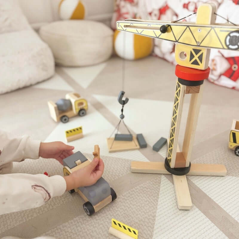 Wooden Construction Site With Vehicles