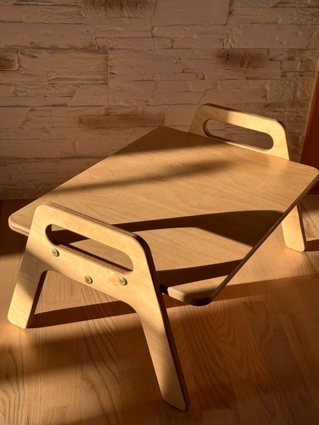 Wooden Kids Floor Table with a minimalist design, perfect for toddlers' play and learning activities.