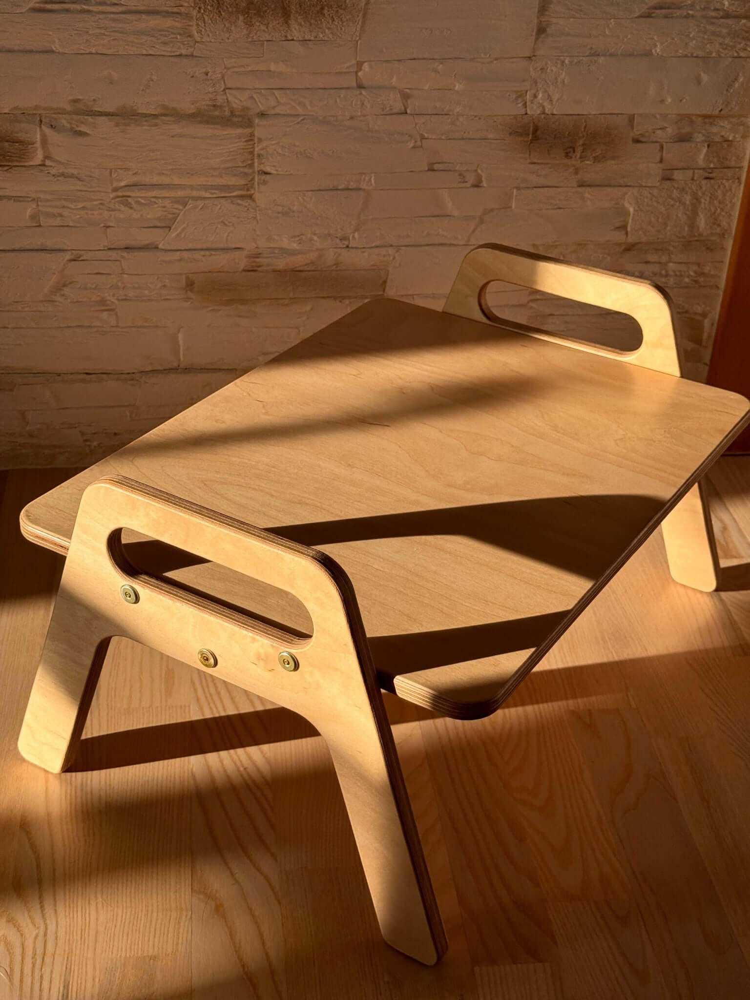 Wooden Kids Floor Table with a minimalist design, perfect for toddlers' play and learning activities.