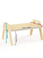 Wooden kids floor table dimensions showing height 28 cm, length 50 cm, and width 21 cm for Montessori kids floor table.
