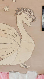 Unique wooden wall decoration featuring a swan design made from high-quality birch plywood.